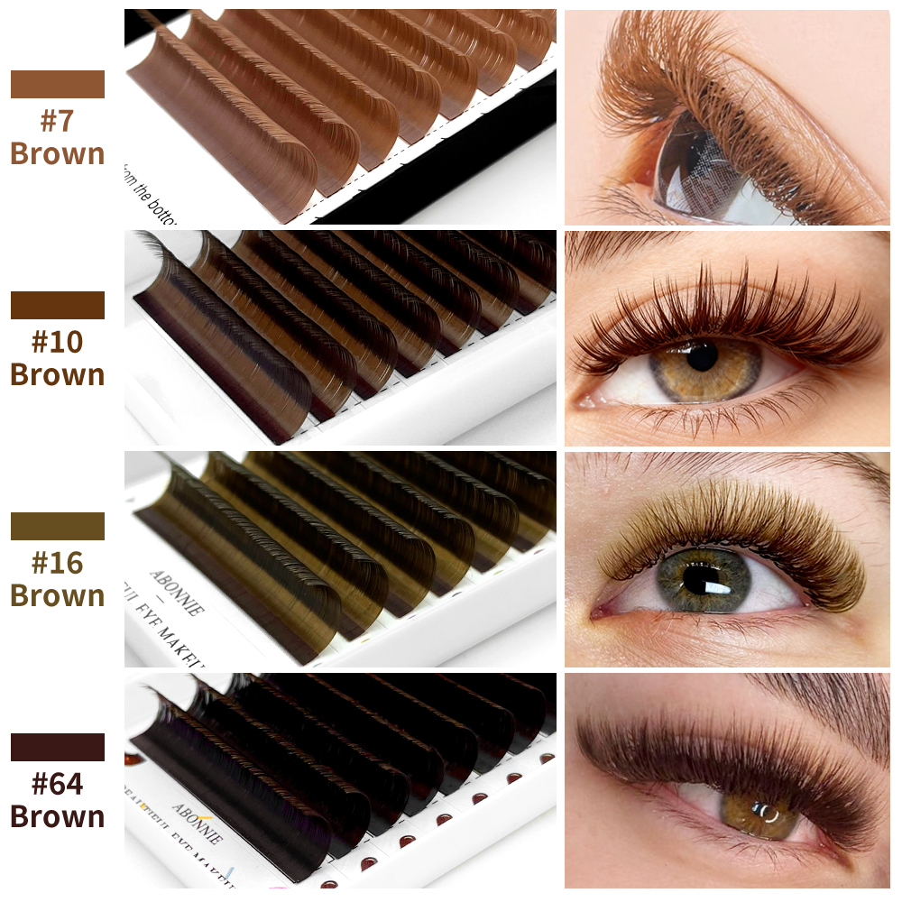 Eyelash Extension Wet Look - Abonnie Brown Individual Eyelashes Extension All
