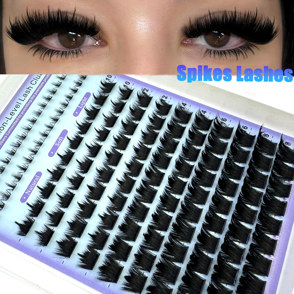 Eyelash Extension Wet Look - Wispy Lash Clusters with Spikes Salon-Like