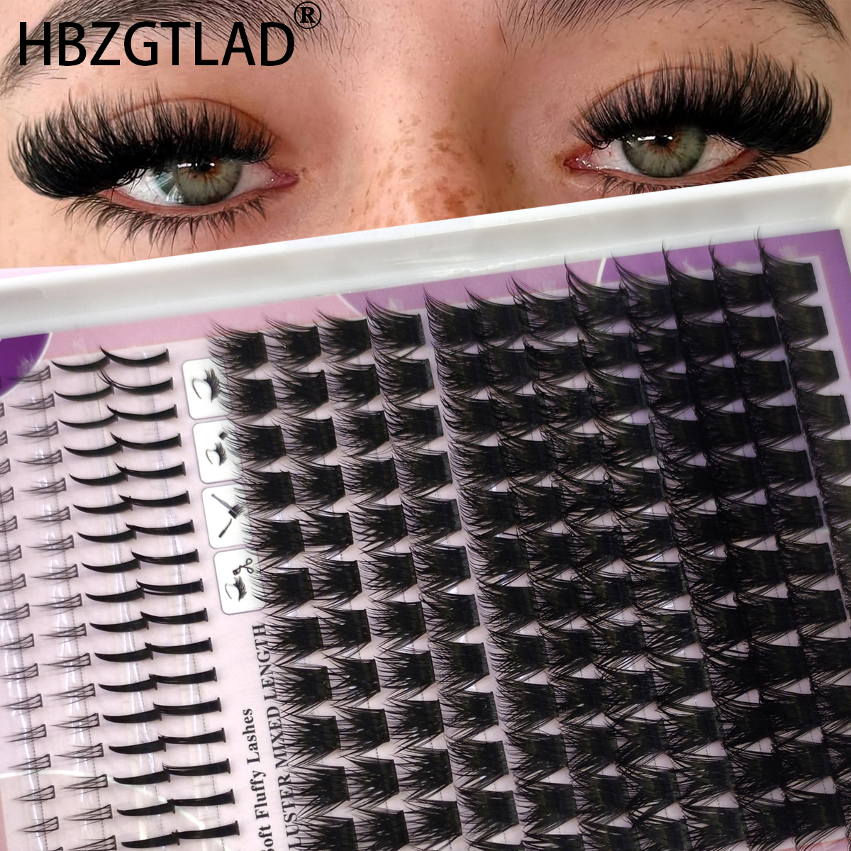 Eyelash Extension Volume Cat Eye - 16ROWS Eyelashes Clusters Natural Eyelash extension