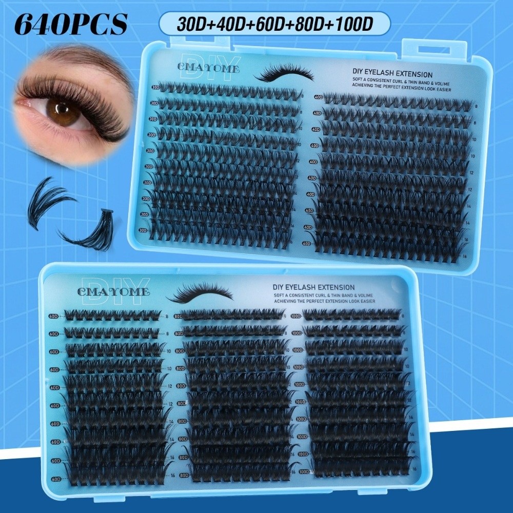 Eyelash Extension Volume - 640Pcs 8-16mm Length False Eyelashes Fluffy